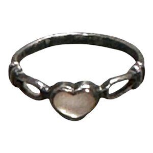 Sterling Silver Heart Abalone Mother Of Pearl Childrens gIrls Ring Size 4 Gift